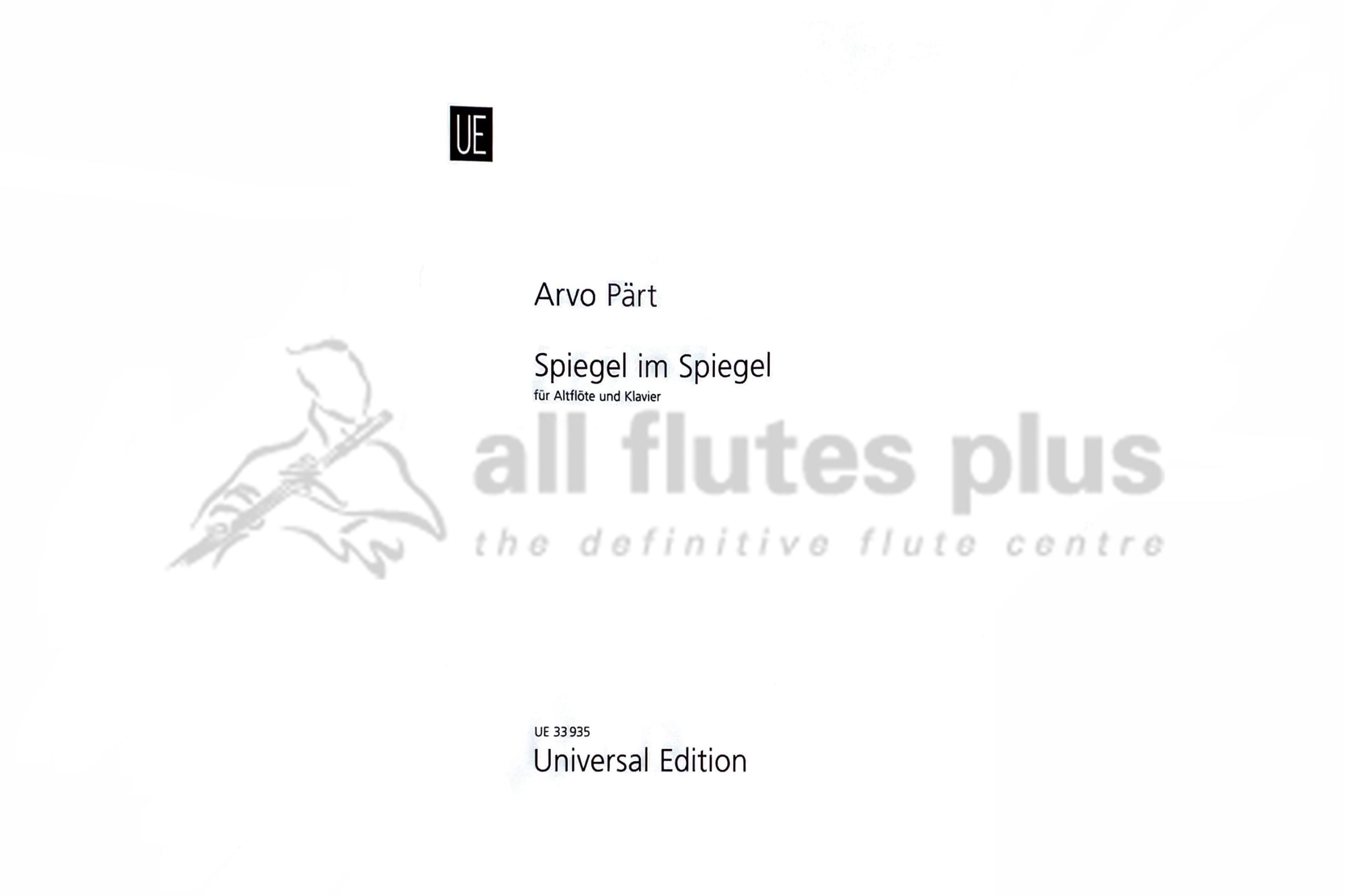 Arvo Part Spiegel im Spiegel for Alto Flute and Piano