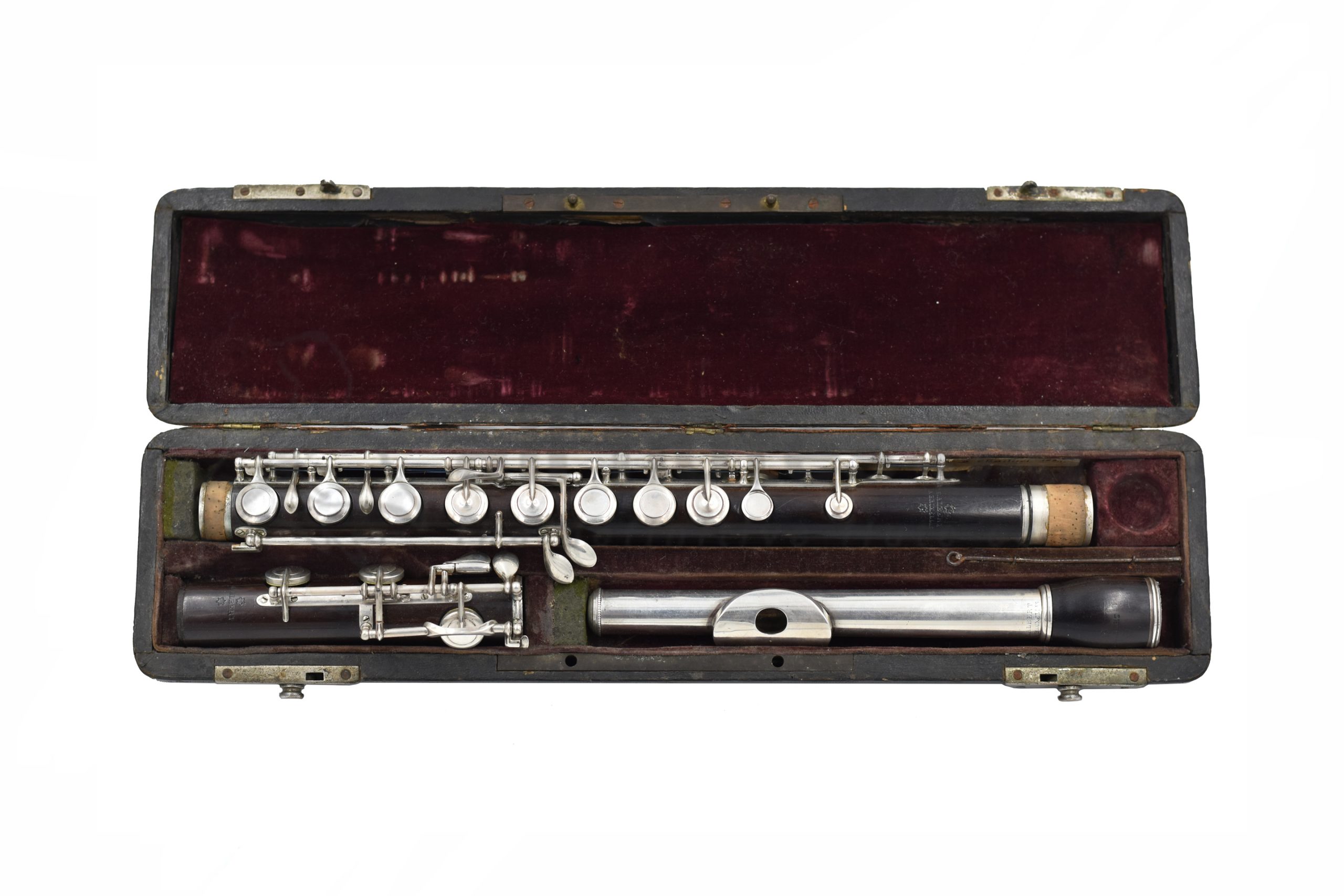 Eugene Albert Boehm System Wooden Flute with Silver Head Joint-C9042