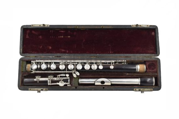 Eugene Albert Boehm System Wooden Flute with Silver Head Joint-C9042