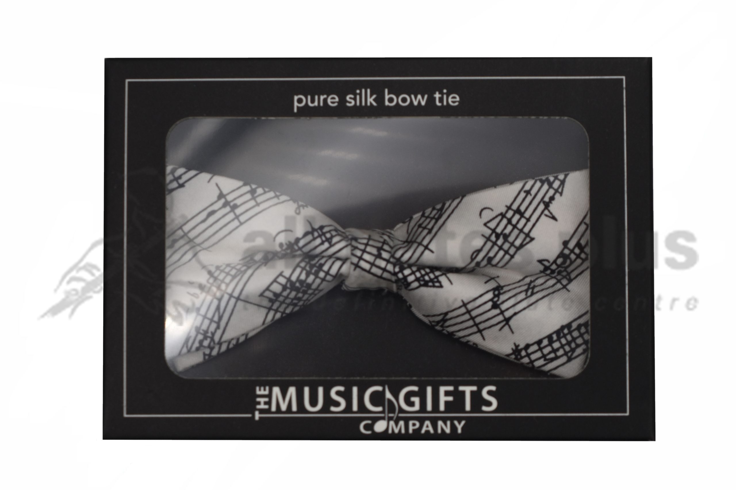 Silk White and Black Manuscript Bow Tie